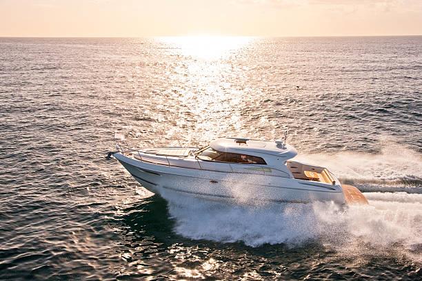 Motor yacht on ocean